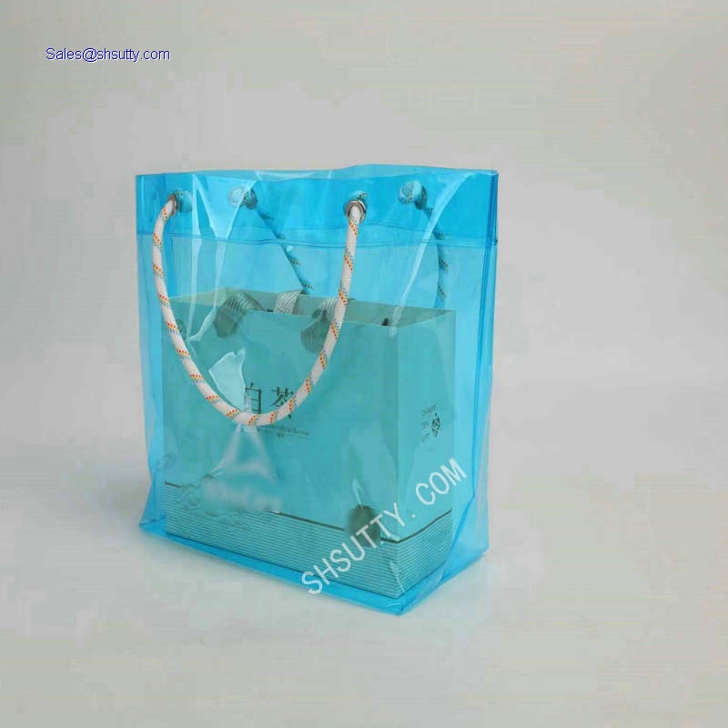 Blue Glossy PVC Bag Large Shiny PVC Tote Bag