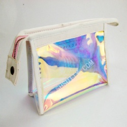 Fashion Transparent Holographic Bag With Zipper Wholesale Laser Cosmetic Bags For Makeup Organization