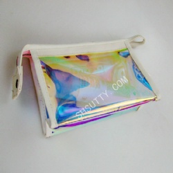 Fashion Transparent Holographic Bag With Zipper Wholesale Laser Cosmetic Bags For Makeup Organization